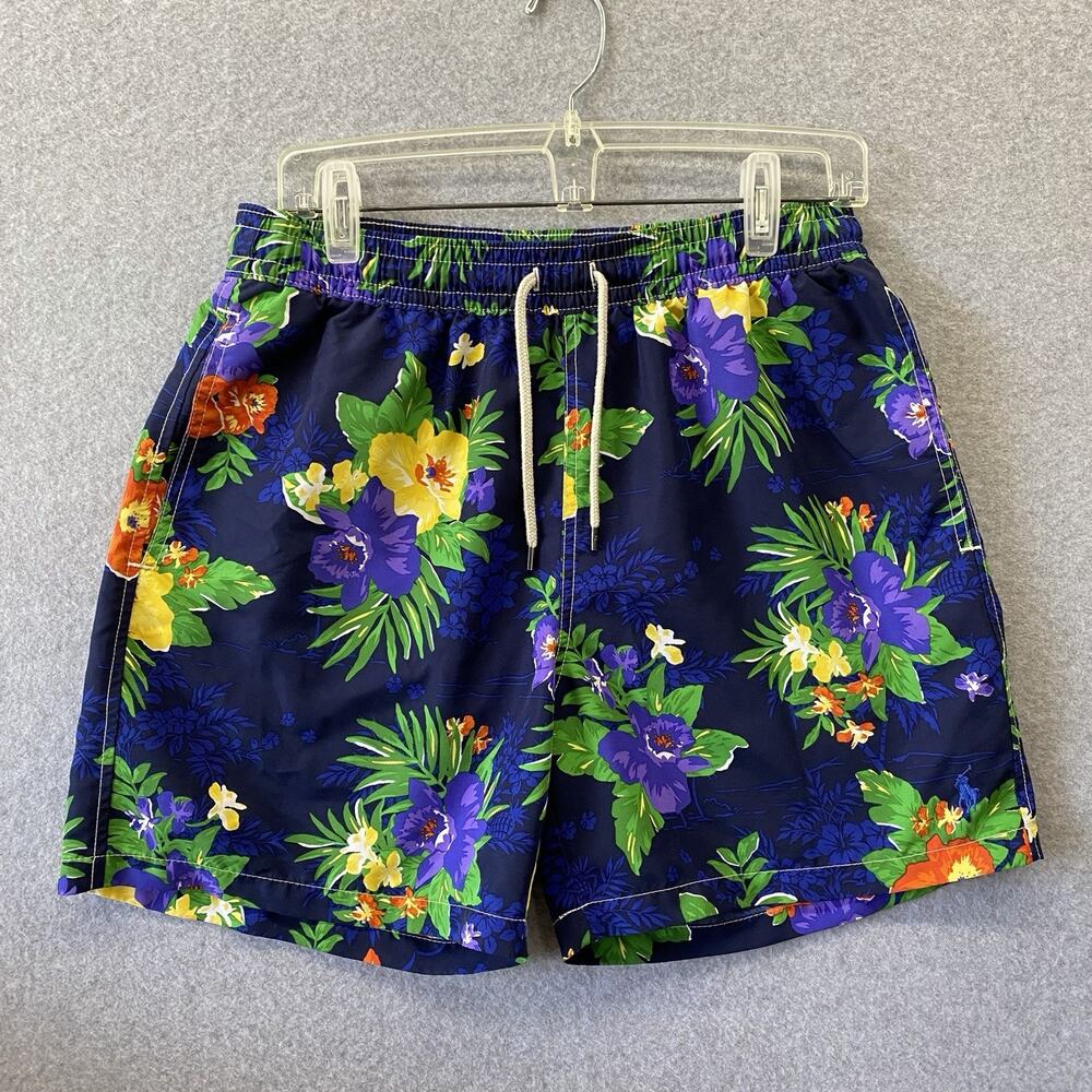 Polo Ralph Lauren Hawaiian Tropical Floral Swim Trunks Shorts Medium Unlined